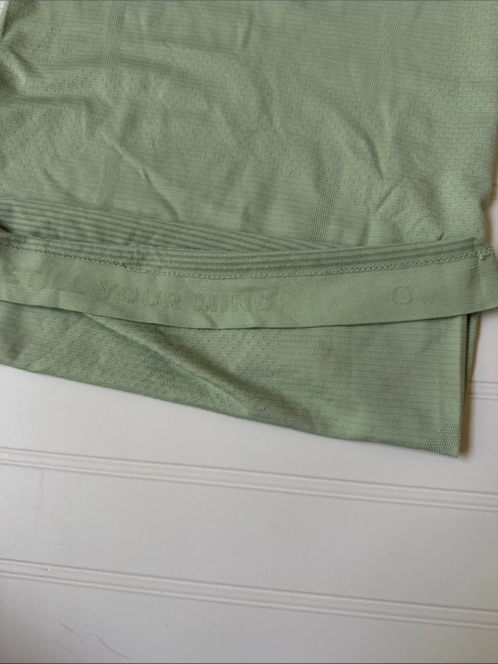 (324)lululemon athletica Sage Green Ribbed Short Sleeve Tee - Picture 5 of 6
